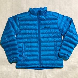 NWOT Marmot 700 Fill Duck Down Zip Up Light Blue Jacket Size Medium